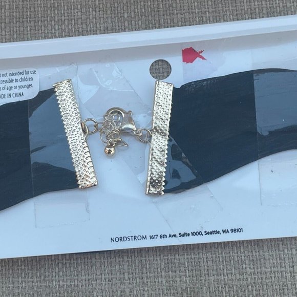 Nordstrom BP Women Choker Necklace Jewelry Black Net Wide Choker New - Picture 9 of 10